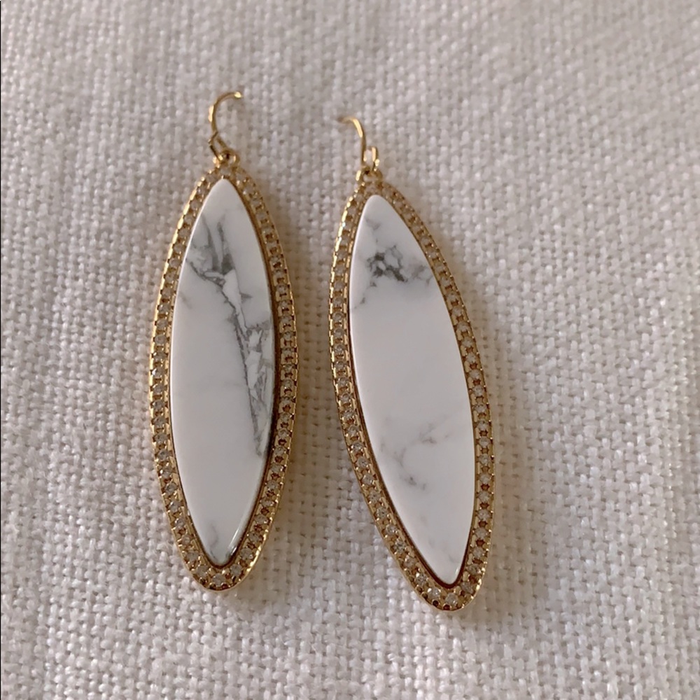 Marcia Moran Marble Marquis Drop Earrings Gold